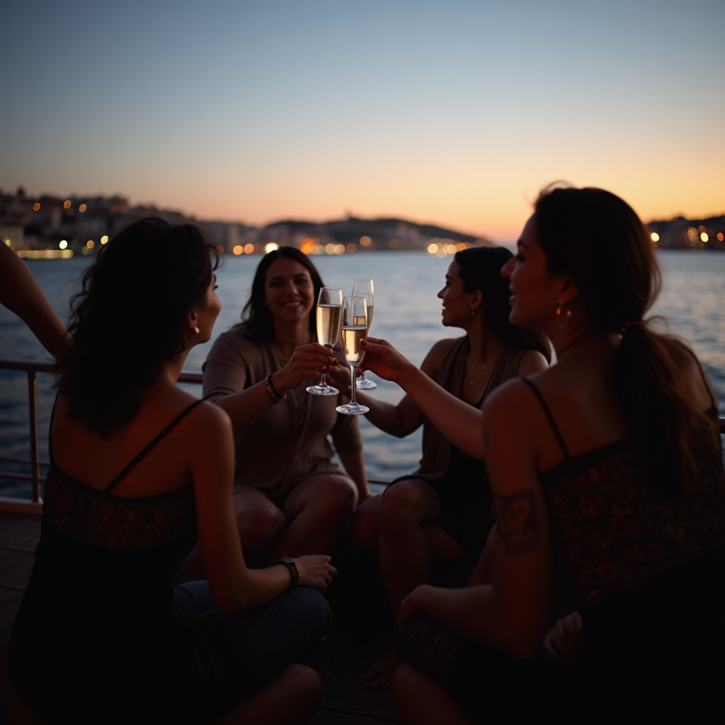 sunset in yacht