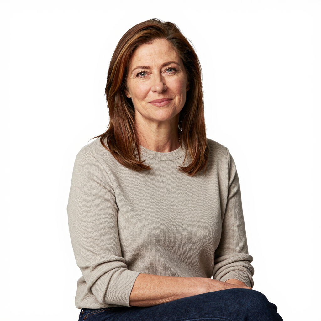 woman wearing black crew-neck shirt